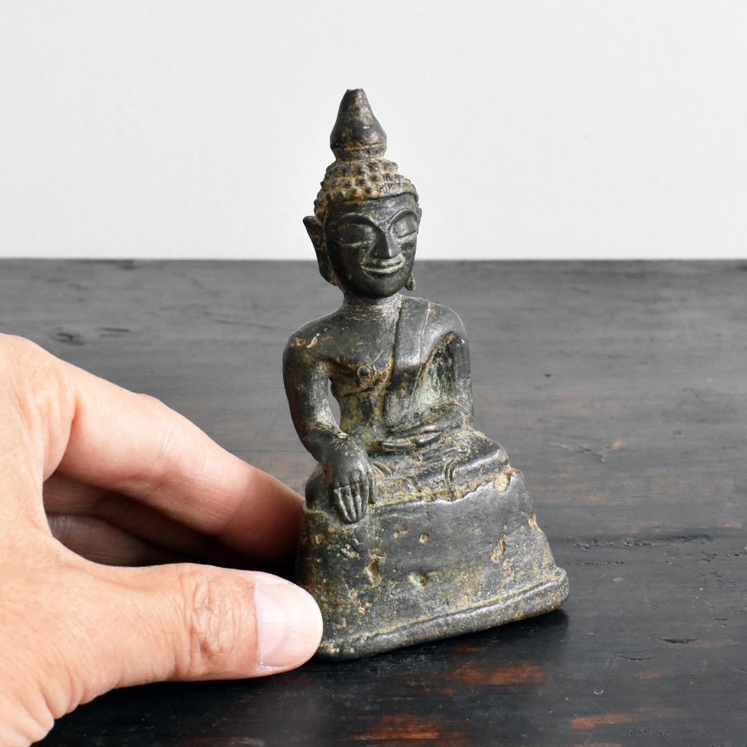 18世紀 東南アジア ラオス 青銅製仏像 /古銅/鋳造/金銅仏/ブッダ/タイ