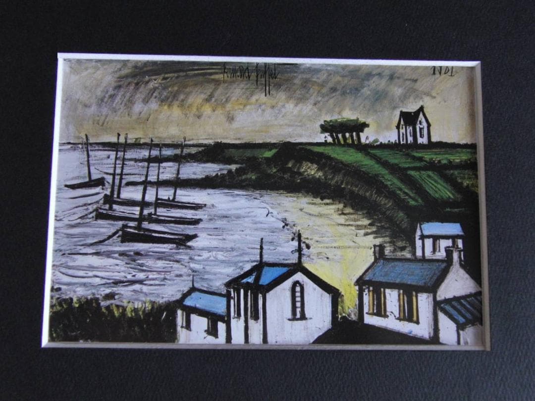 ベルナール・ビュッフェ、【海辺の舟】、希少な額装用画集より、厳選、新品額装