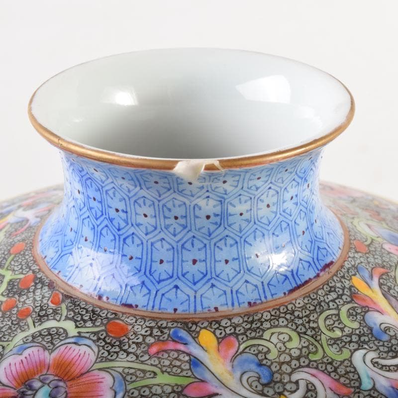 中国　大清乾隆年製　粉彩　雲龍花草魚文瓶　梅瓶　C　7020A