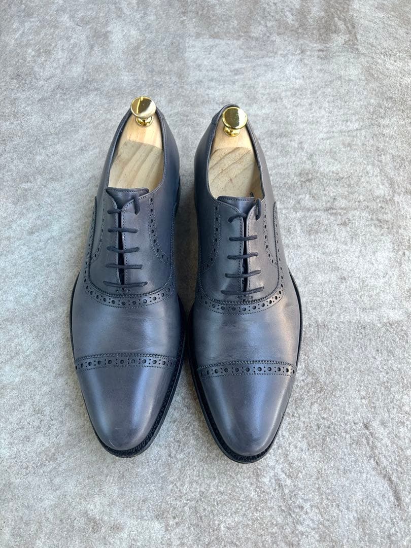 【美品】ジャランスリワヤ　クォーターブローグ　グレー　シューキーパー付