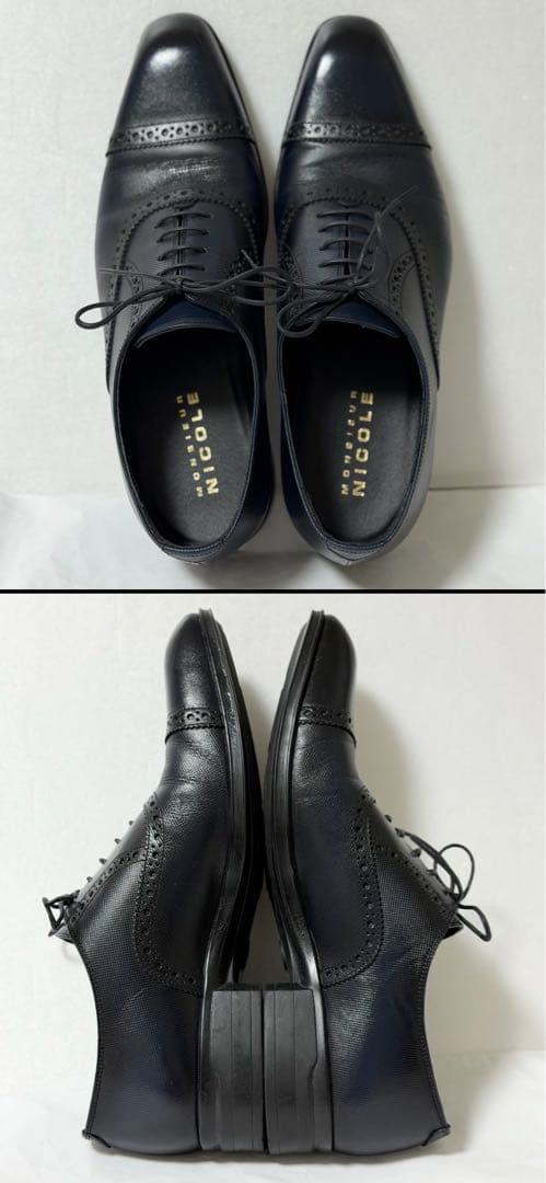 美品 ムッシュニコル 本革 スクエアトゥ ドレスシューズ 26cm レザー 内羽