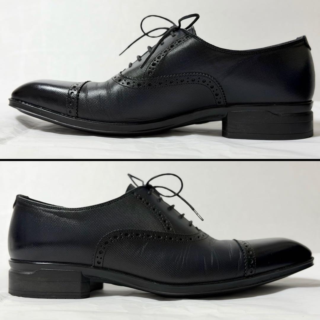 美品 ムッシュニコル 本革 スクエアトゥ ドレスシューズ 26cm レザー 内羽