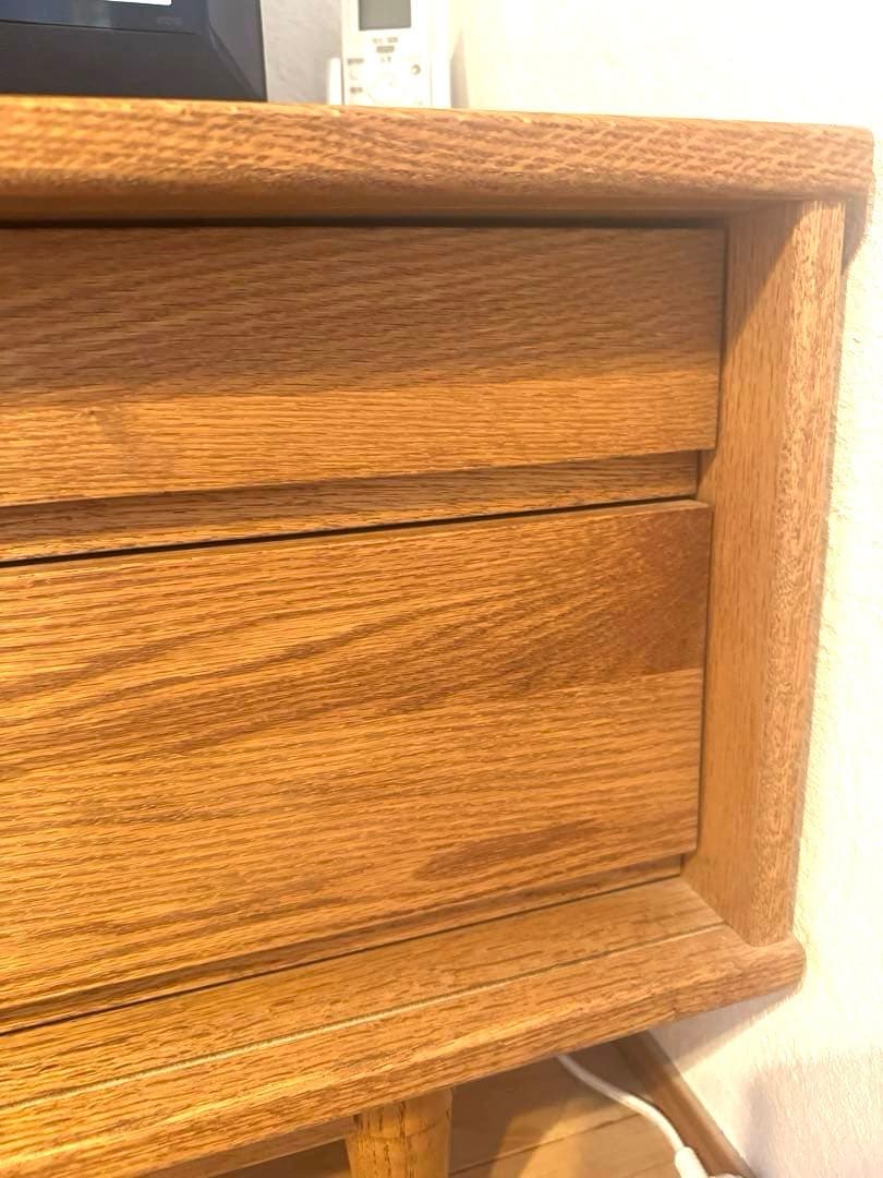 unico AV・TVボードキャビネット オーク材 テレビ台 ガラス扉付き