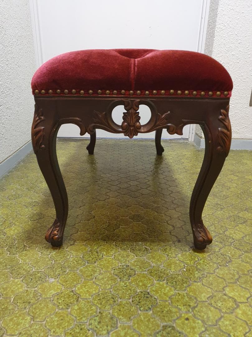 アンティーク スツール ベンチ イス 椅子 ロココ調家具 猫脚 レトロ ②