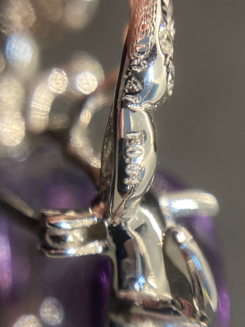 K18WG ダイヤ 蟹モチーフ ブローチ エメラルド アメジスト