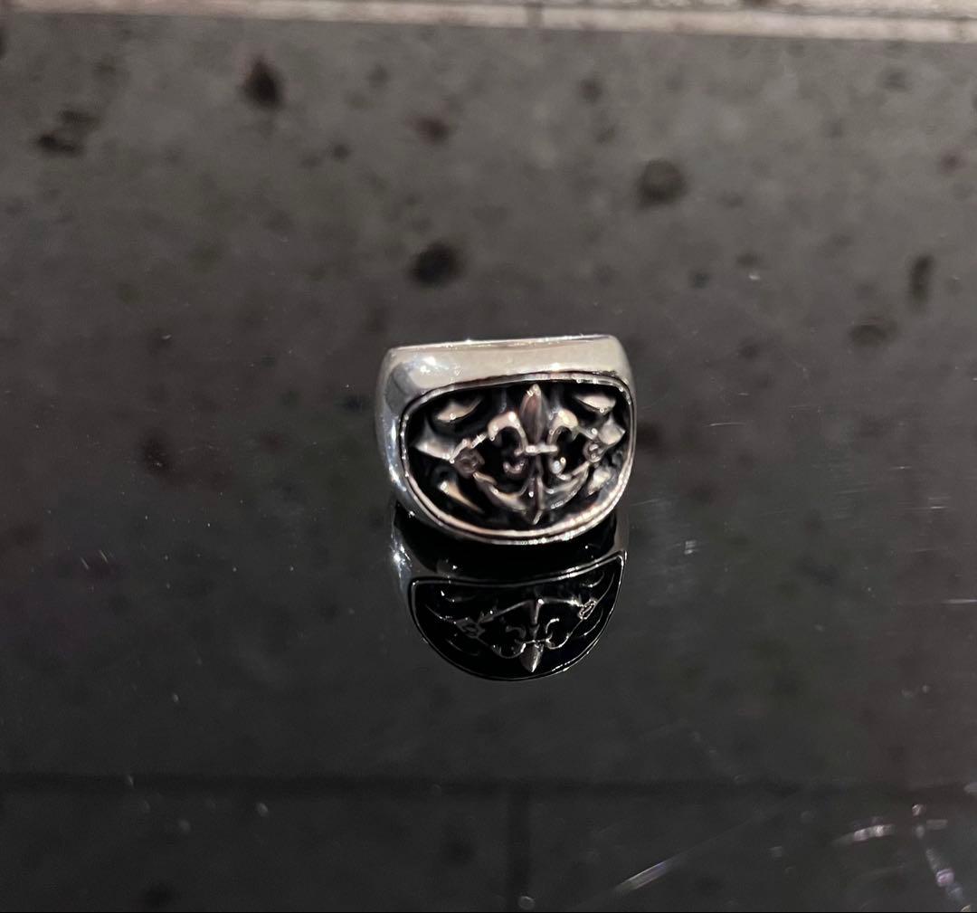 SILVER 950 LILY-ANCHOR OVAL RING 15号