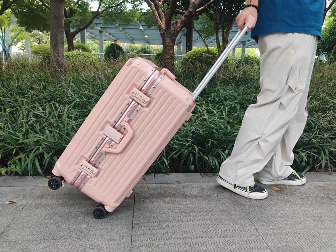 スーツケース キャリーバック 大型 大容量 多機能 アルミフレーム Lピンク