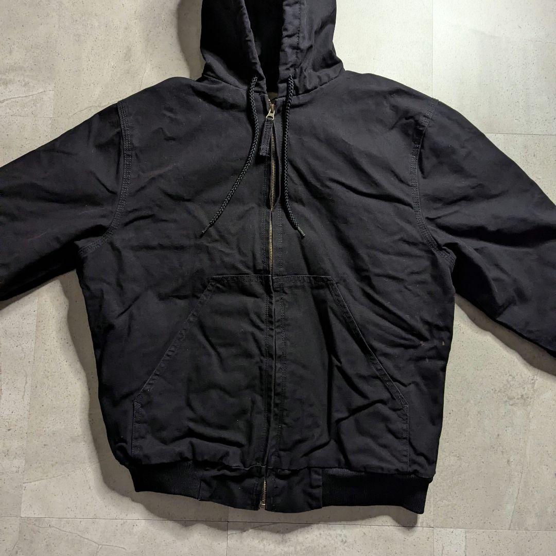 BLUE MOUNTAINフルジップダック地アクティブジャケット中綿ペンキ汚れ黒