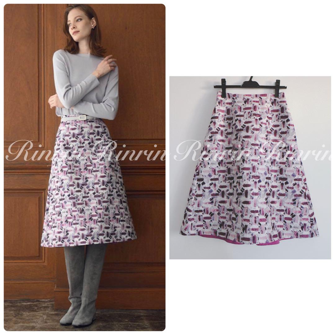 【美品】ANAYI オードトワレジャガード後ろ切り替えスカート 34