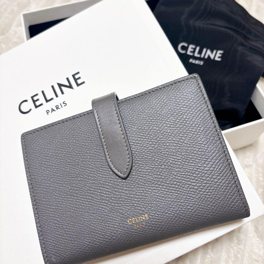 【CELINE】セリーヌ ミディアムストラップウォレットオールグレー