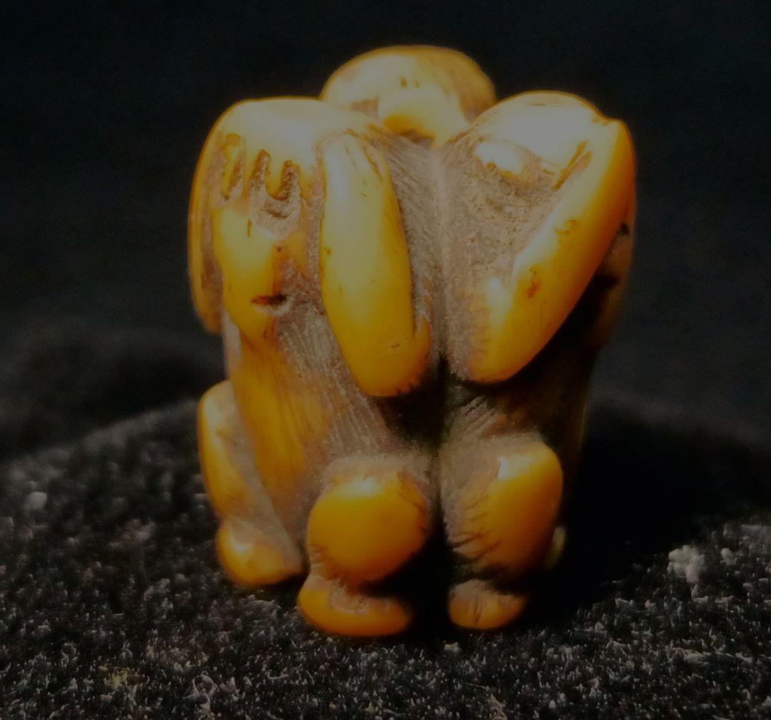 江戸時代 「三猿 見ざる聞かざる言わざる」 織締玉 根付