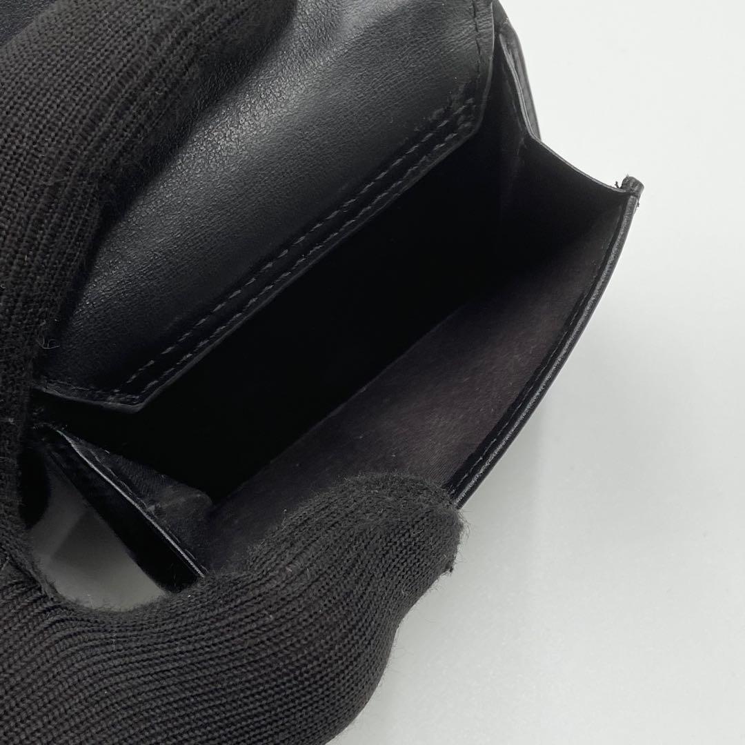 極美品　DISEL 三つ折り財布　1dr オーバル　ロゴ金具　レザー　ブラック