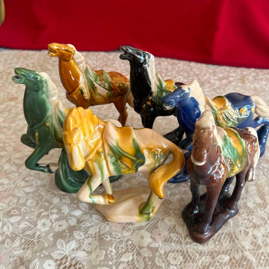 陶器　唐三彩馬の置物6体