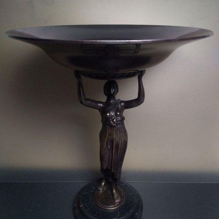 ◎西洋アンティーク ブロンズ像 (小物入れ) 置物 ミッドセンチュリー