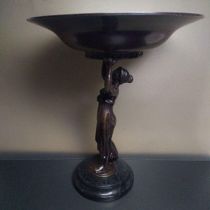 ◎西洋アンティーク ブロンズ像 (小物入れ) 置物 ミッドセンチュリー