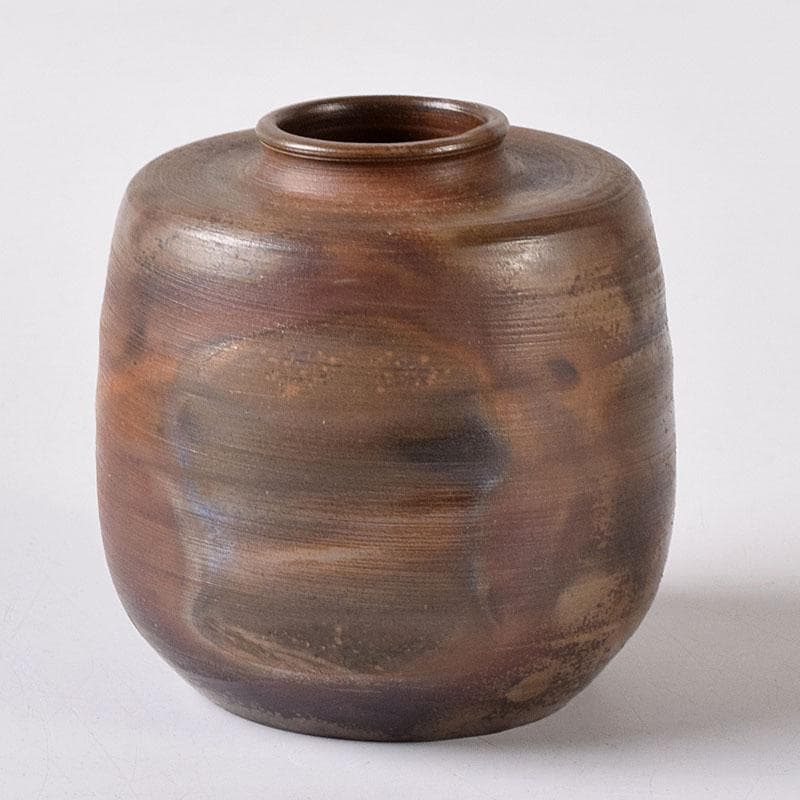 茶道具　備前焼　小西陶古作　茶入　正絹古代名物裂仕覆付　共箱　V　7637