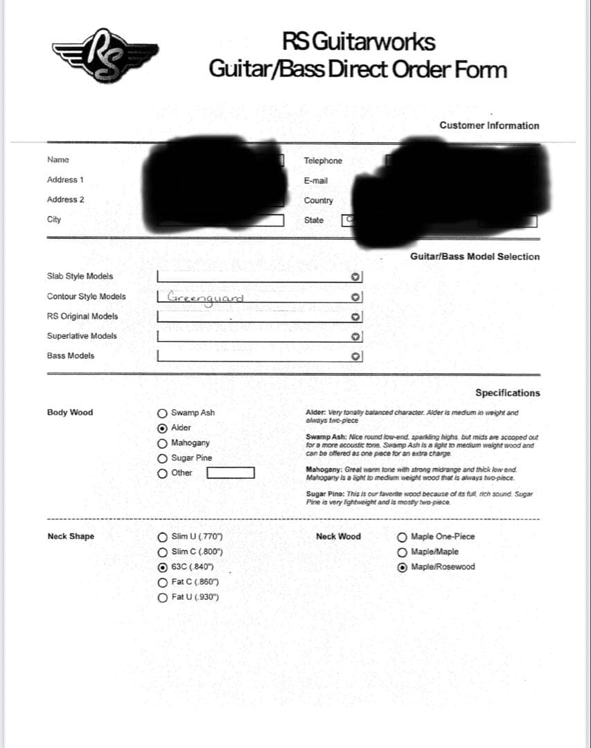 ガイアRS Guitarworks OLD FRIEND CONTOUR