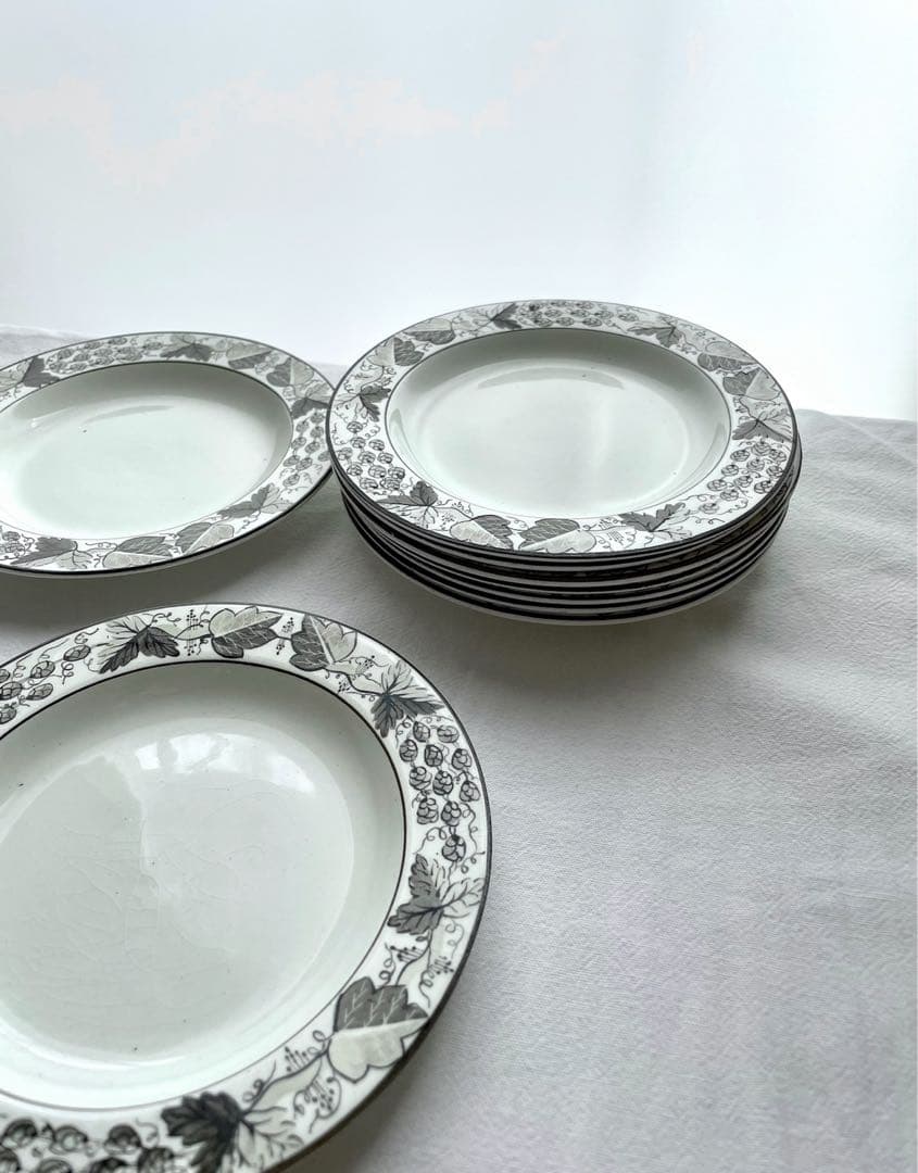 初期ウェッジウッド 手書きのリムプレート 19世紀　◆ アンティーク