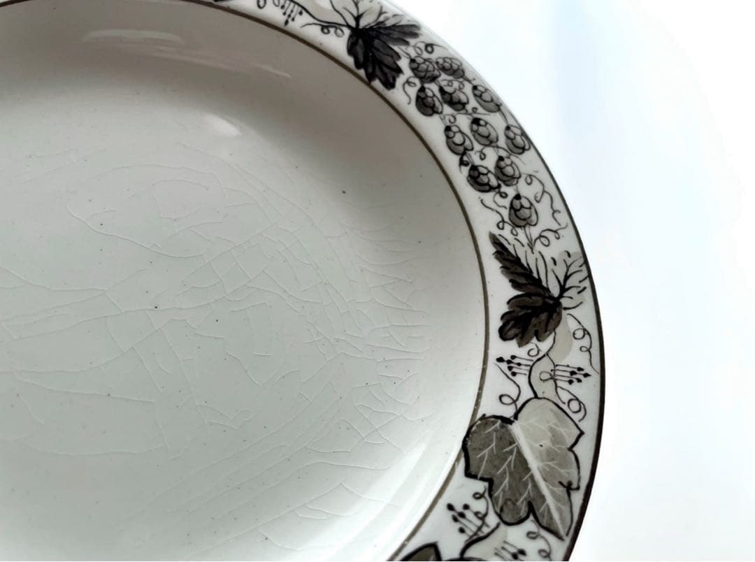 初期ウェッジウッド 手書きのリムプレート 19世紀　◆ アンティーク