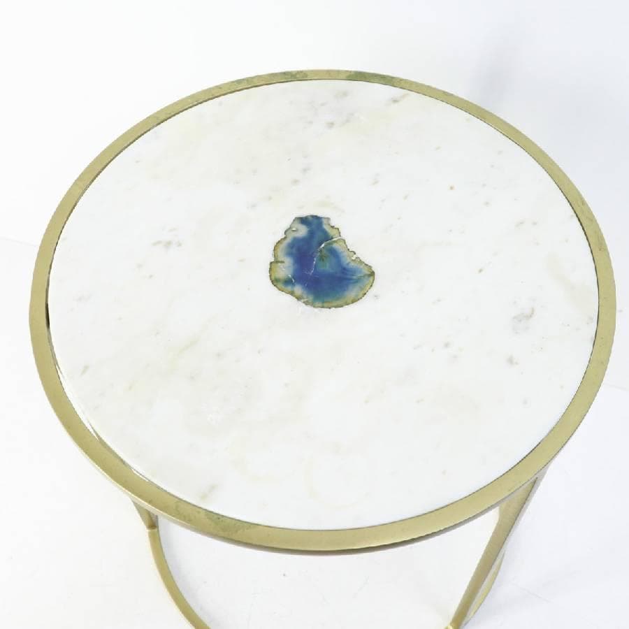 3個中の１KARE カレ リンボ サイドテーブル 大 大理石トップ 瑪瑙入り