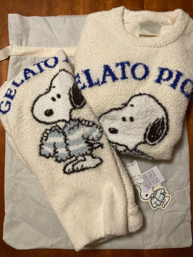 ジェラートピケ PEANUTS スヌーピー　セットアップ　上下セット　 ホワイト