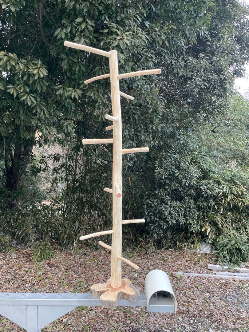 国産ヒノキ　鳥用止まり木　大型スタンド　約115.7センチ　小型中型インコ用