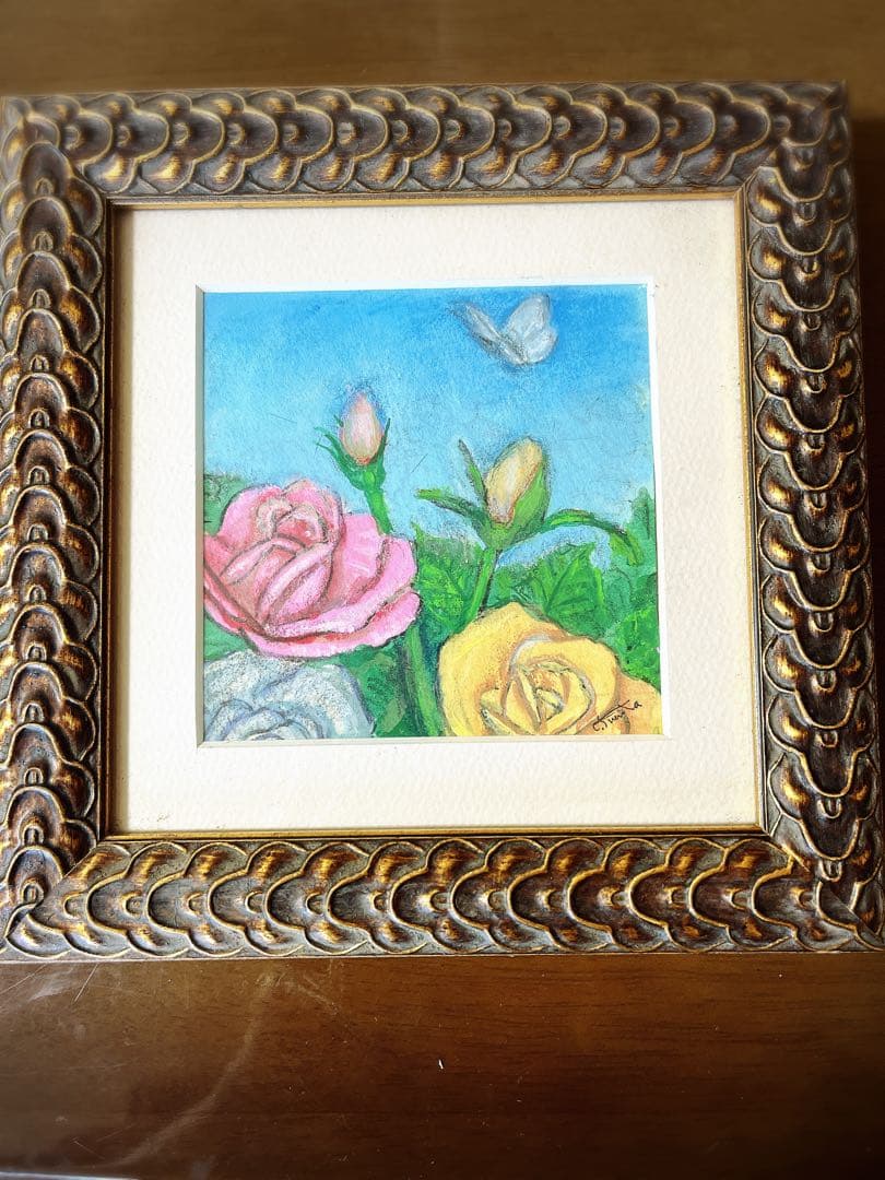 古田千鶴子　ばら 2009.11.20.パステル画　肉筆画