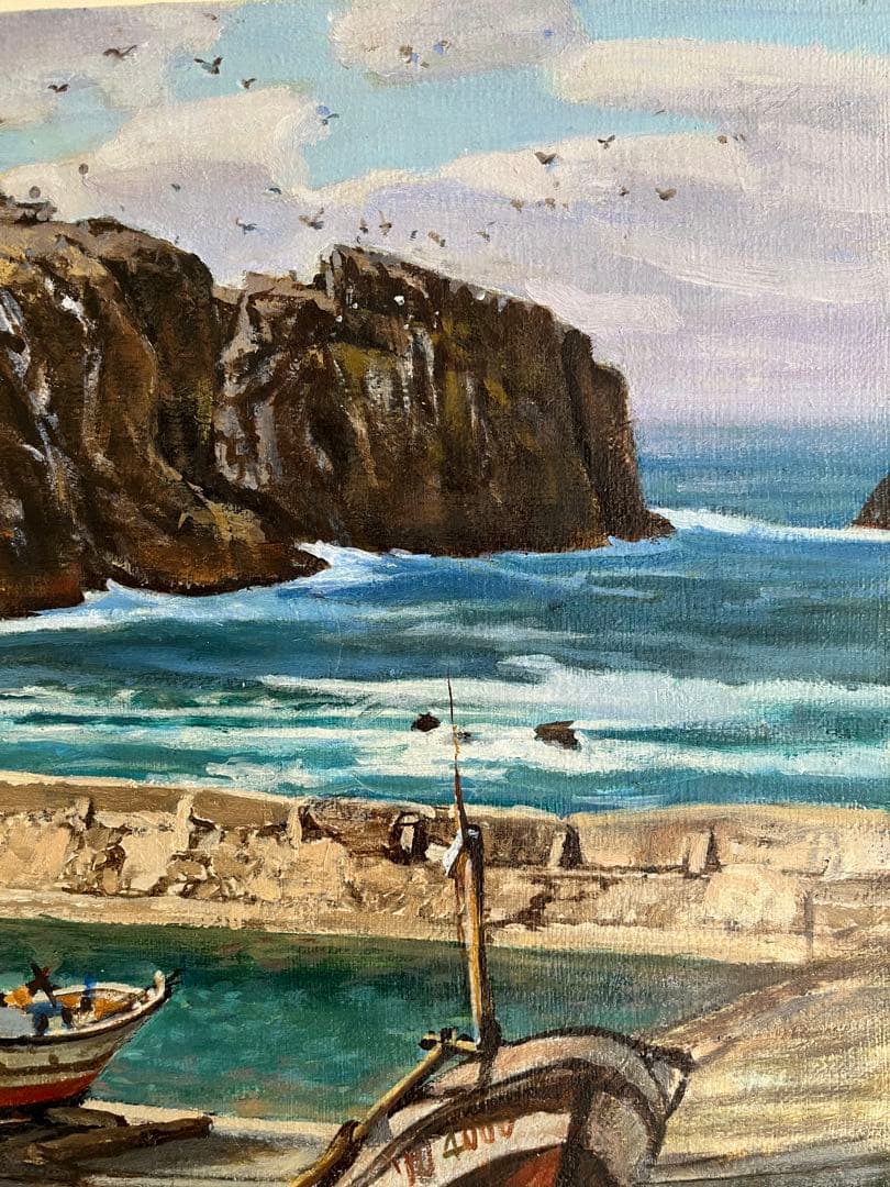 『経島』白潟 吉堯　油絵　肉筆　出雲大社　日御碕　日本海