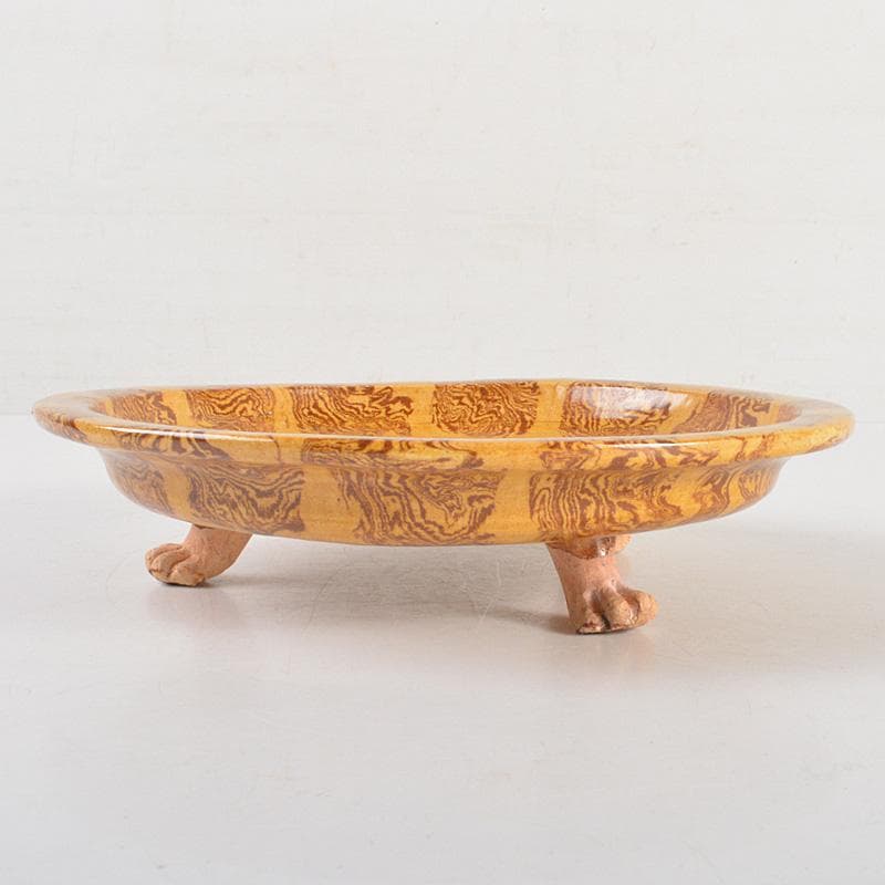 中国　唐代　練込盤　三獣足皿　V　R7271