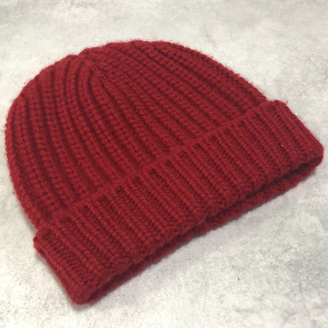 美品✨HERMES カシミヤ100％ ニット帽 Sサイズ レッド ユニセックス