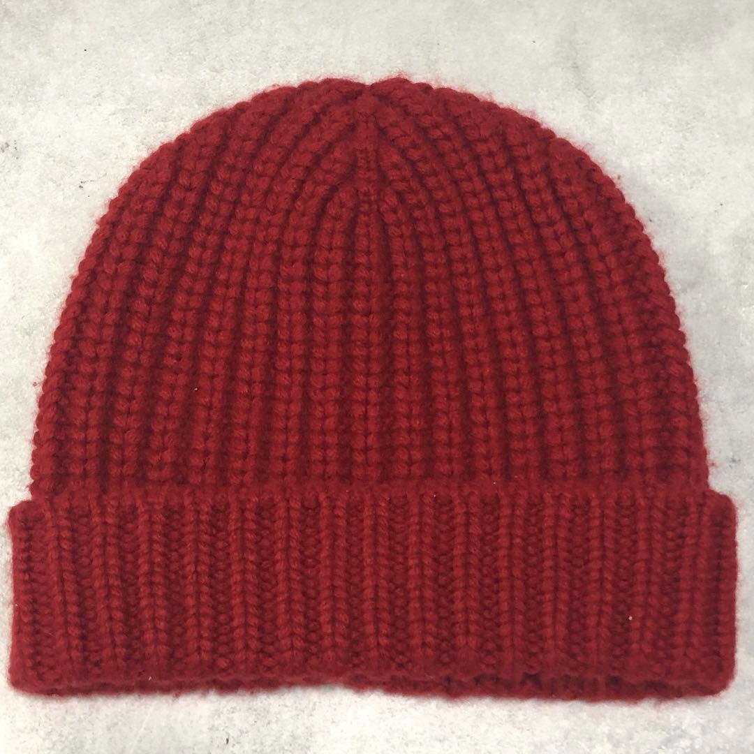 美品✨HERMES カシミヤ100％ ニット帽 Sサイズ レッド ユニセックス