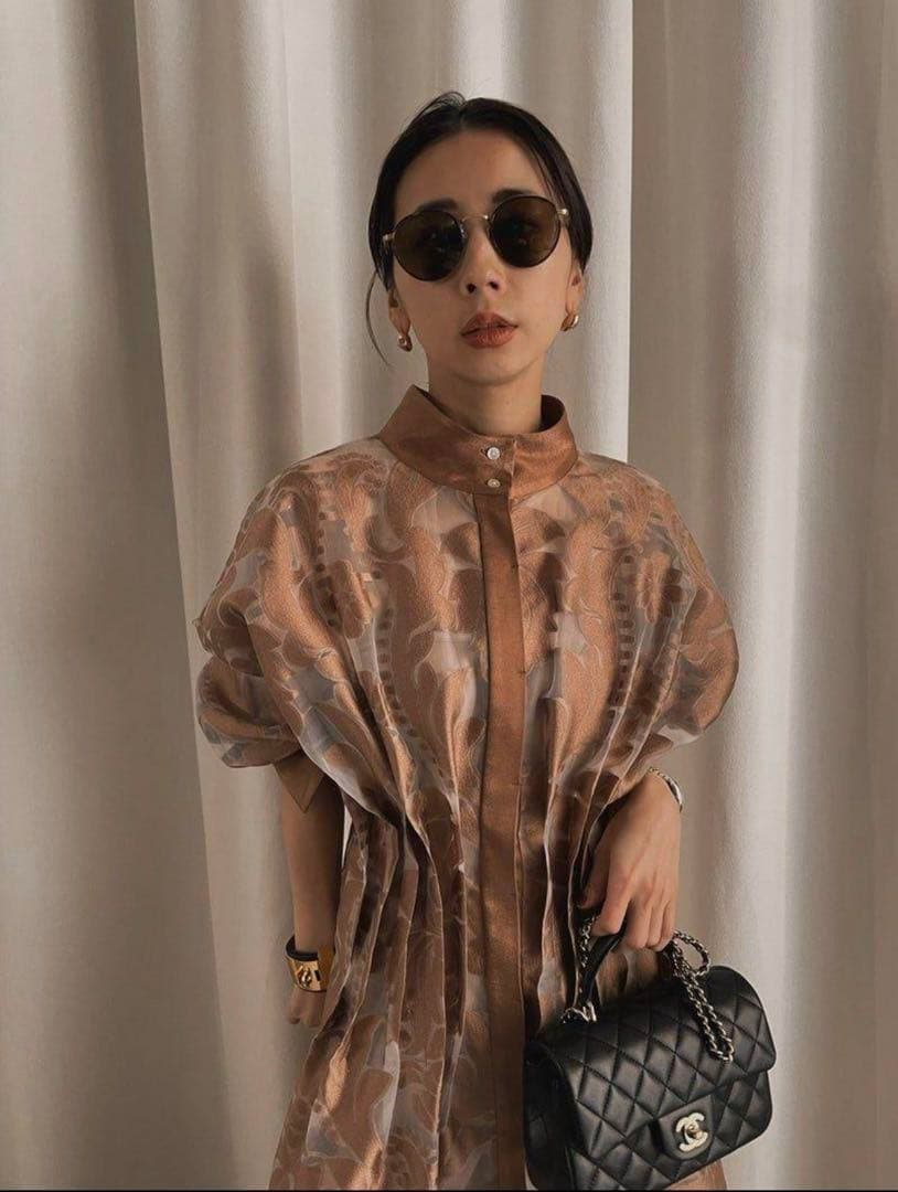 アメリヴィンテージ UND SHEER JACQUARD TUCK DRESS