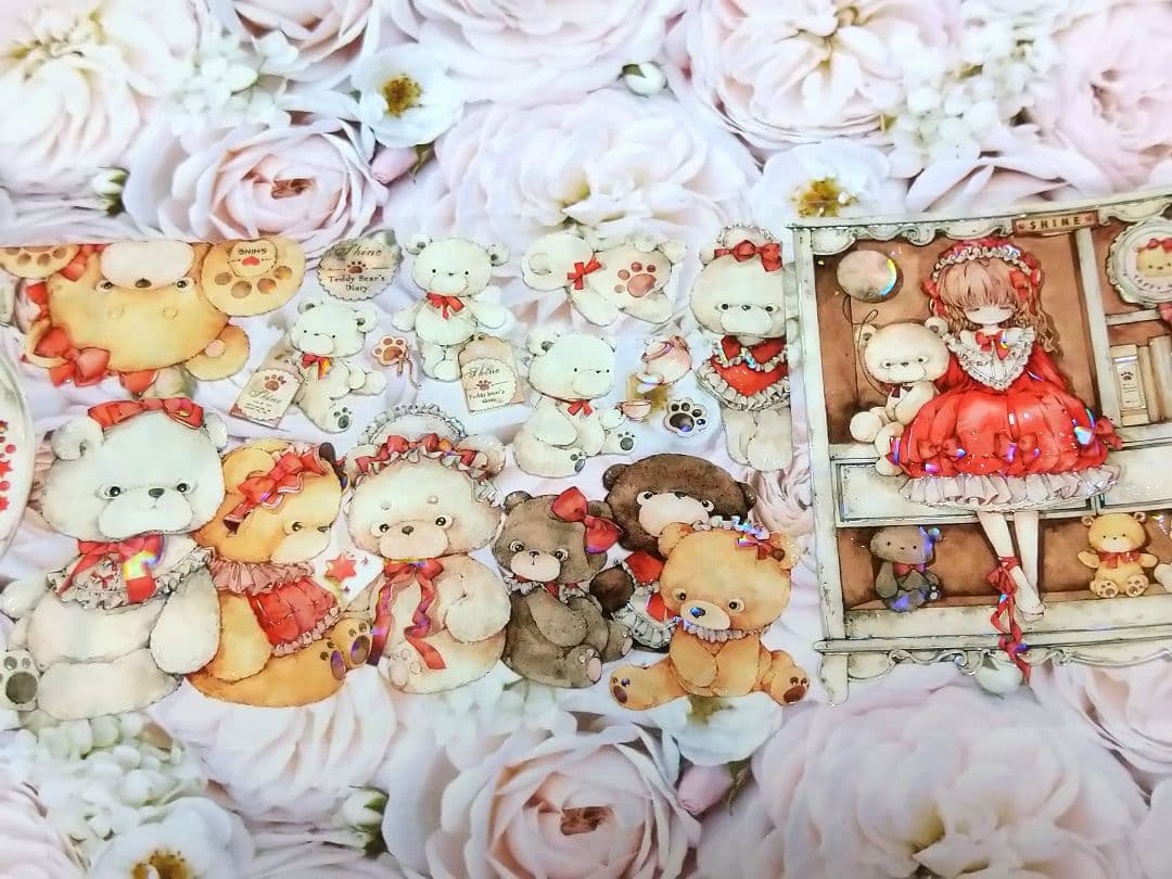 J369＃专属熊熊(贝壳光)shine切り売り海外人物マステ女の子