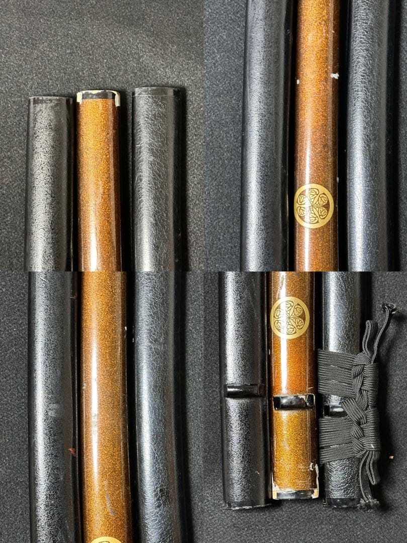 模造刀 打刀三点まとめ　黒鞘　金茶漆鞘　鞘付長さ約103cm 25H28