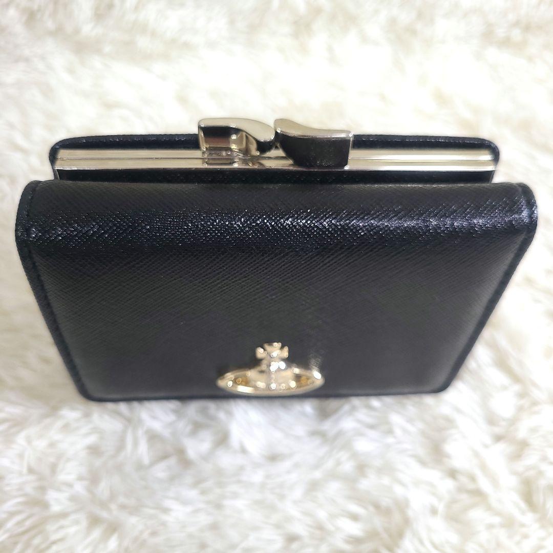 ヴィヴィアンウエストウッド 三つ折り財布 がま口 レザー オーブ ブラック