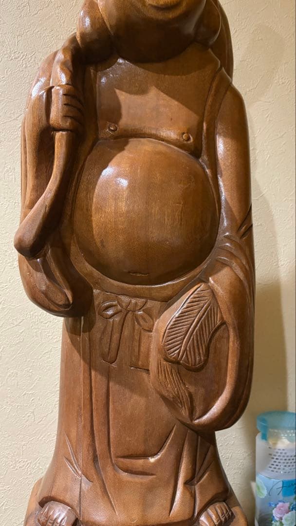 超大型 布袋様　仏像 七福神 高さ約91.5cm横幅:約25.5cm木彫　20万