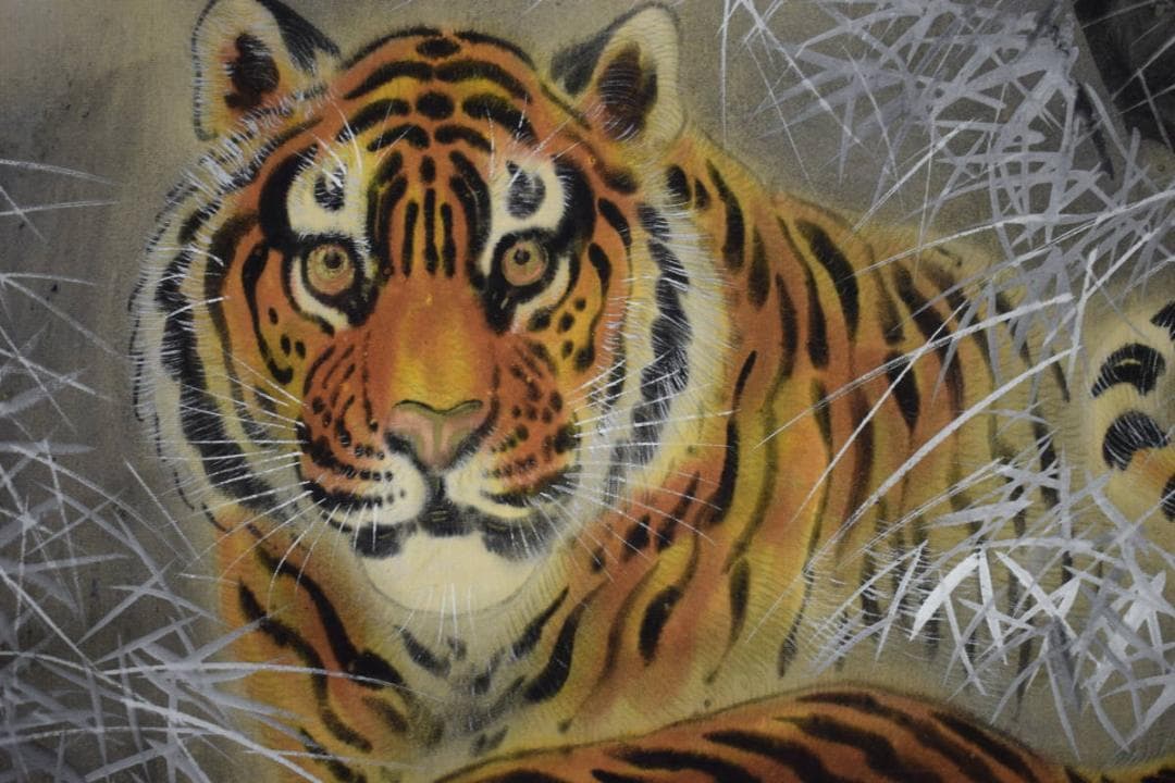 真作/翠晃/猛虎図/干支図/布袋屋掛軸HJ-303