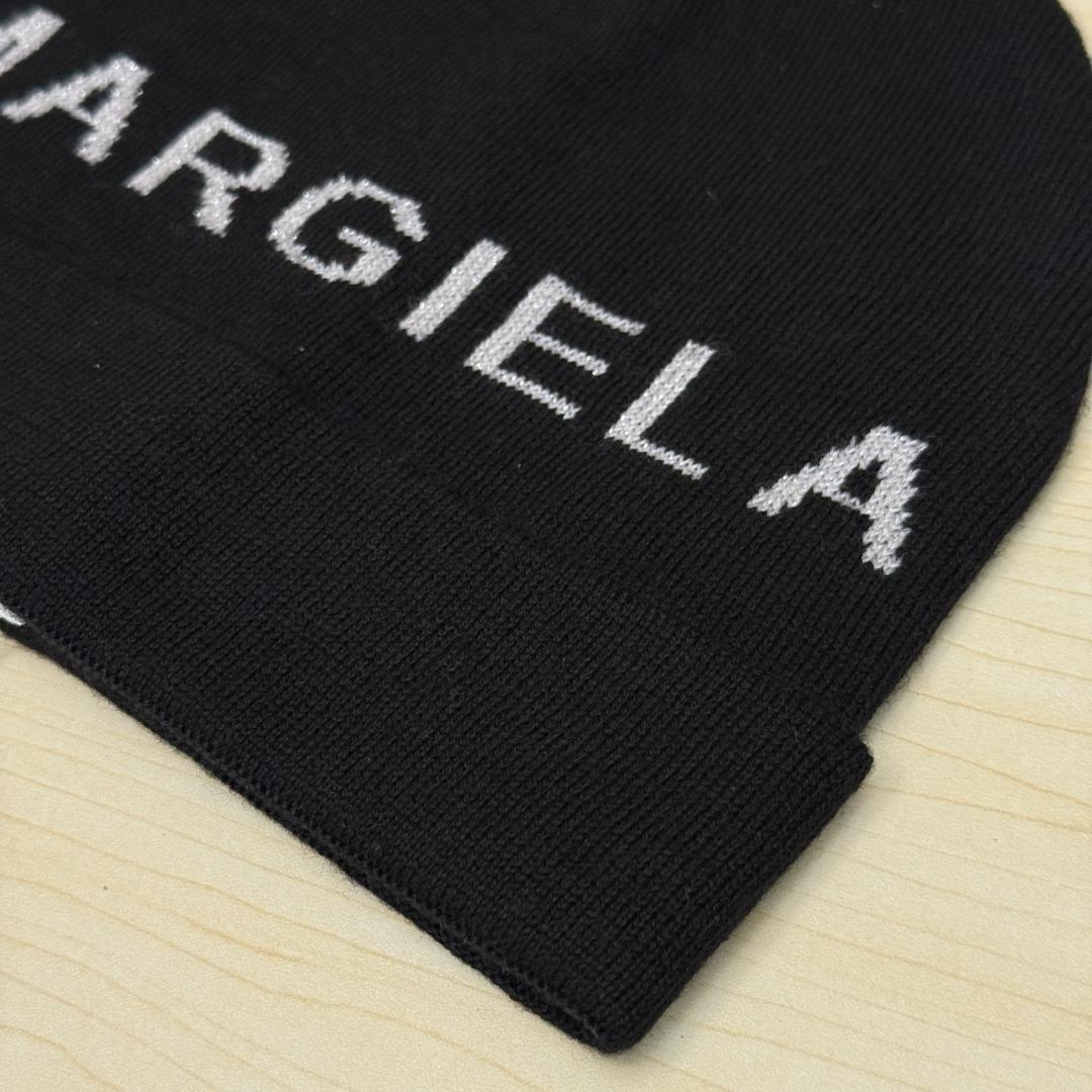 極美品 MM6 エムエムシックス メゾンマルジェラ ニット帽 ブラック ロゴ