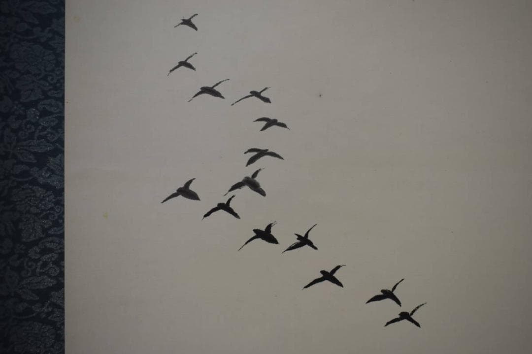 真作/籟山/山水漁師人物図/布袋屋掛軸HJ-258