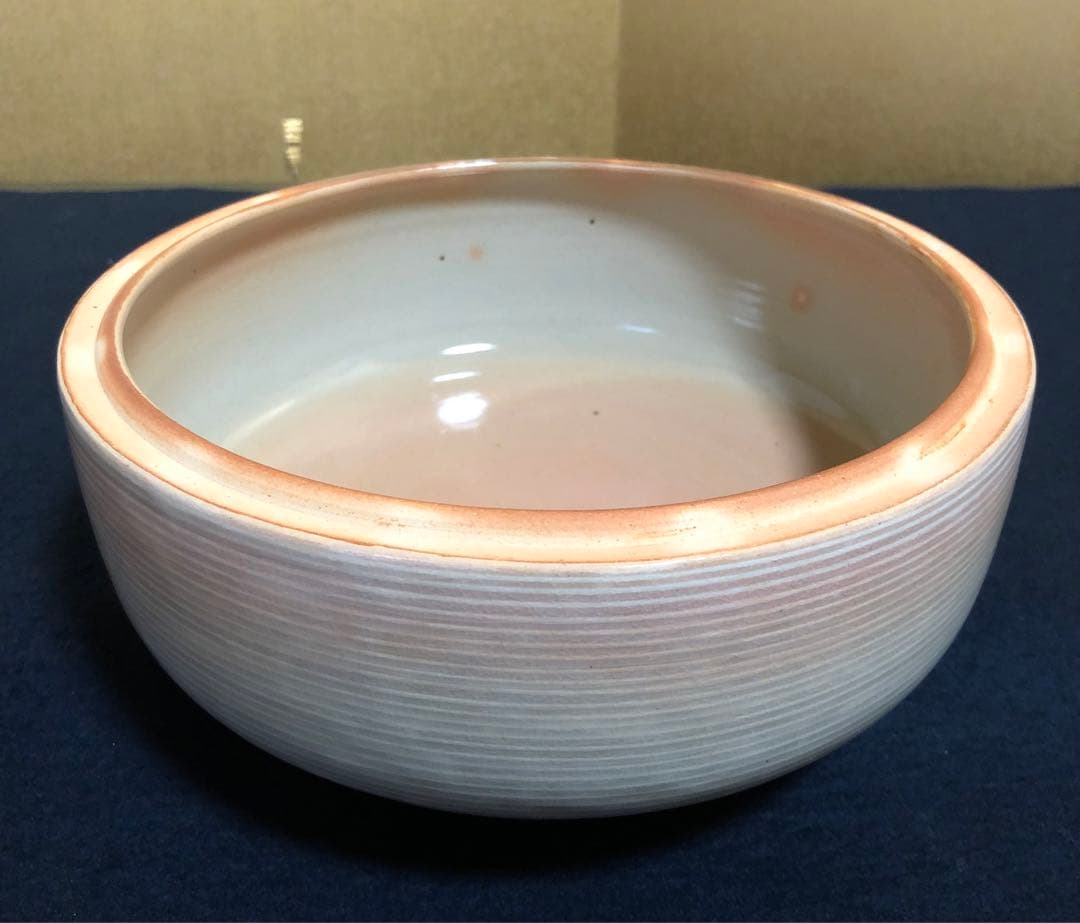 《レ》萩焼 糸目食篭 蓋裏若松 十五代 坂倉新兵衛造 共布共箱　251030う2