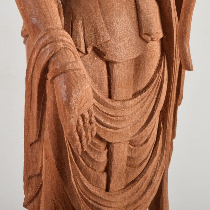 仏教美術　木彫　観音菩薩立像　仏像　置物　在銘　高さ約46cm　V　8764
