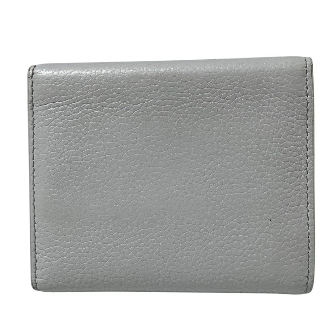 レア✨ミュウミュウ 三つ折り財布 ヴィッテロダイノ ロゴ金具 グレー レザー