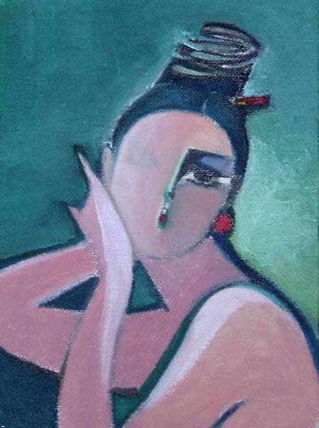 油絵 菅家令子 絵 絵画 インテリア 額付(黒) SM-070501 人物 女性