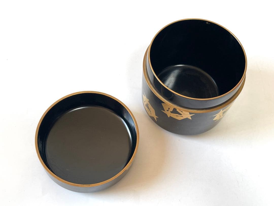 茶道具　二代　前端春斎　雅峯　鱗鶴蒔絵　吹雪　茶入　棗　漆　加賀蒔絵師