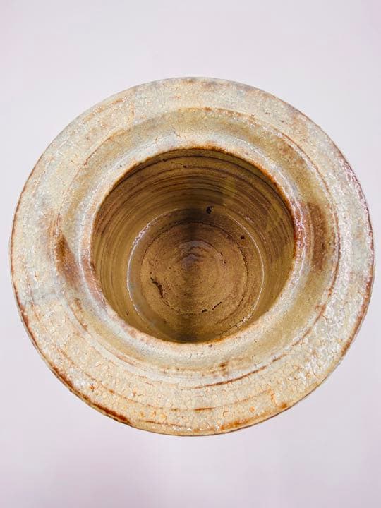 【十二代　田原陶兵衛】萩焼 耳付 水指　桐共箱   共布　側部在銘