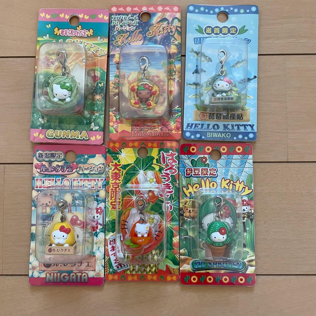 【キティ】 終売品 チャーム6つ 群馬福島滋賀新潟東京静岡