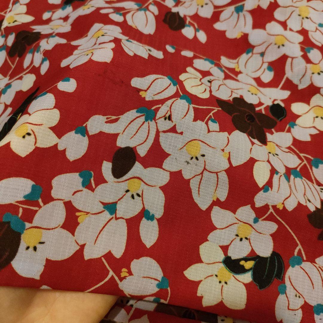 最終値下げ！！ふりふ　オリジナル　浴衣　ポリエステル100％　赤　花柄