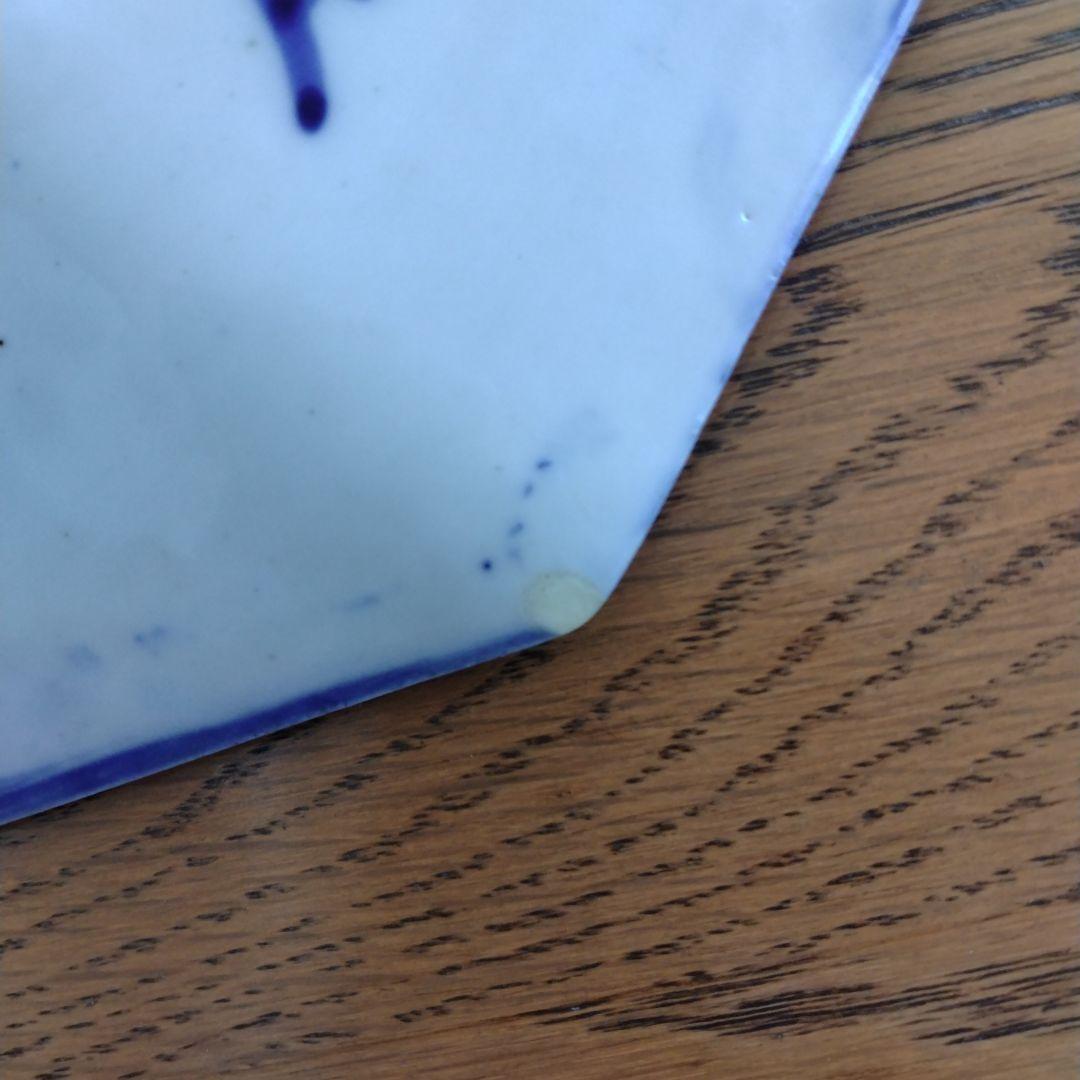 印判 隅切り 八角大皿 野兎と獅子 骨董 アンティーク