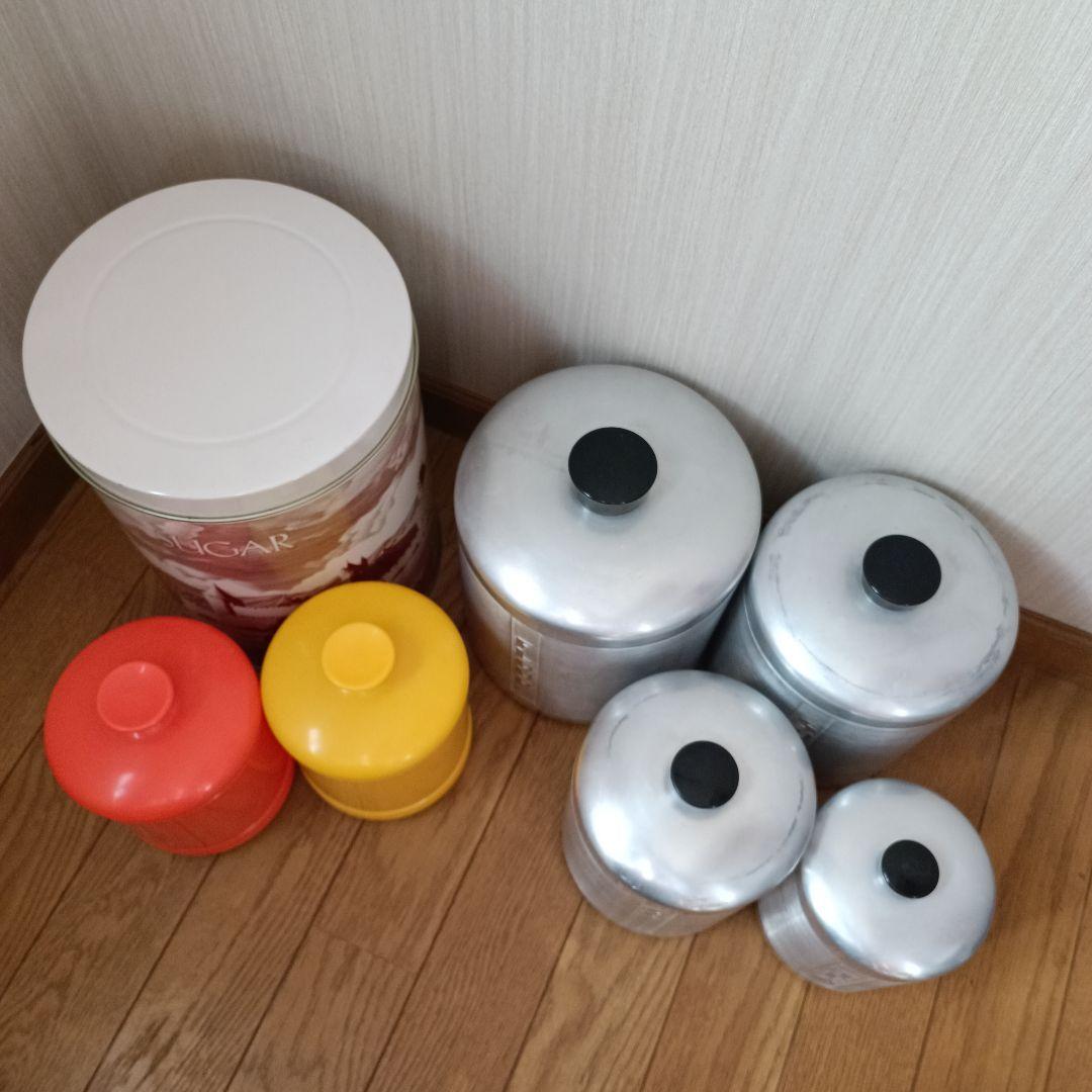 ヴィンテージ キャニスター レトロキッチン容器 7点 アルミ製 アンティーク雑貨