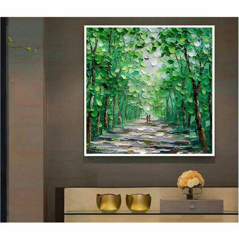 ミニマリストのモダンな手描きの風景油絵